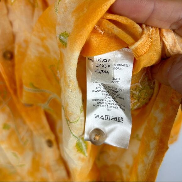 Anthropologie pilcro Yellow/orange tie dye embroidered button shirt size XSP - Picture 4 of 7